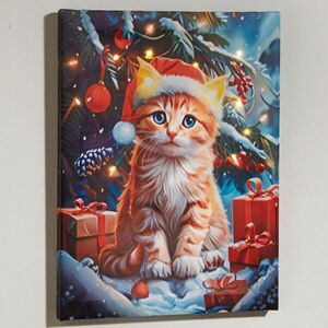 LED kép Karácsonyi cica kép