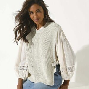 Sima kötött mellény, oldalán megkötővel kép