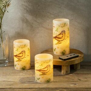 LED gyertyák madármintával, 3 darabos készlet kép