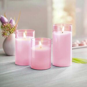 3 db LED-es gyertya díszüvegben kép