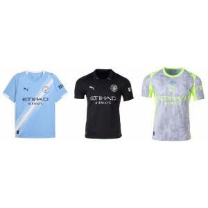 MANCHESTER CITY, 2025/26, hazai/vendég/harmadik (CHERKI, HAALAND, REIJNDERS) kép