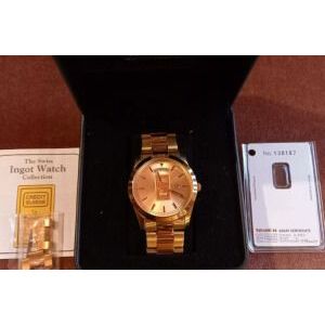 Sorszámozott Svájci Arany Luxus Férfi Óra, Exkluzív Credit Suisse Aranyóra, Karóra kép