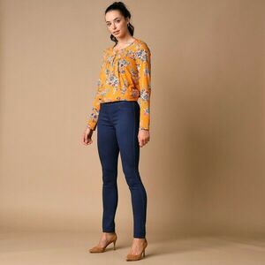 Kényelmes jeggings elasztikus derékszíjjal, rövidebb testalkatúak számára kép