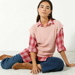 Pulóver mellény fonott mintával kép