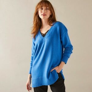 V-nyakú tunika pulóver kép