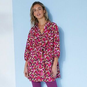 Gombos tunika nyakkendővel és mintával kép