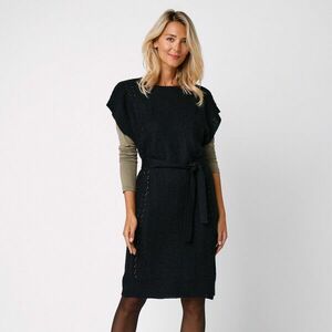 Rövid ujjú pulóverruha övvel kép