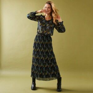 Újrahasznosított poliészter virágmintás blúz, népi stílusban (1) kép