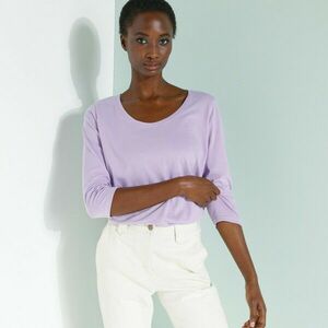 Egyszínű póló 3/4-es ujjakkal és kerek nyakkivágással kép