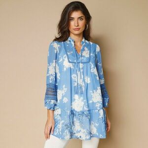 Tunika fodros, 7/8-as ujjú, nyomtatott, fodros tunika, nyomtatott kép