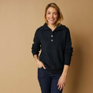 Pulóver állógallérral, kötött, sima mohair touch mintával kép