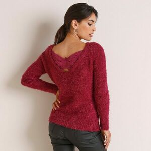 Pulóver pillangóhímzéssel a háton, finom kötött anyagból kép