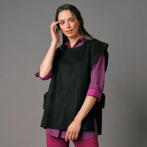 Hosszú mellény oldalsó megkötőkkel, mohair touch kép