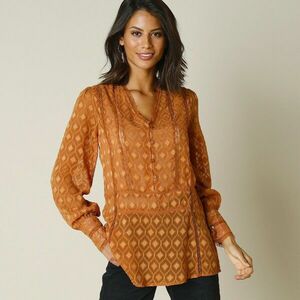 Voile jacquard blúz csipkés szegéllyel kép