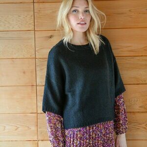 Rövid ujjú, egyenes pulóver, mohair touch kép