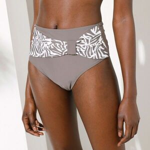 Magas derekú, egyszínű fürdőruha bugyi zebramintával kép