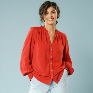 Egyszínű ingblúz hímzett kreppből, kis fazonra kép