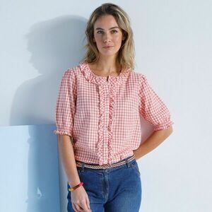 Blúz fodros és kockás mintával kép