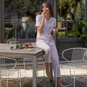 Pizsama 7/8 nadrággal és vichy kockás nyomtatással kép