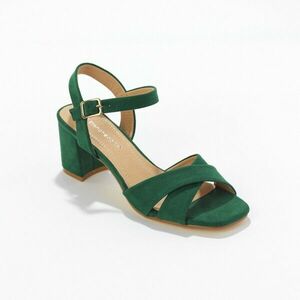 Szandálok keresztezett pántokkal a sarkon kép