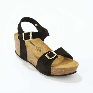 Bőr szandál parafa ék alakú sarokkal kép