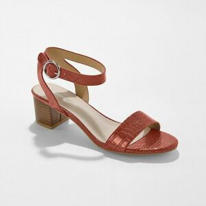 Magassarkú szandál fából készült, krokodilbőr hatású szandál kép