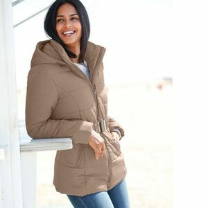 Rövid steppelt kabát övvel kép