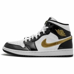 Magas szárú edzőcipők Nike 1 Mid Patent Black White Gold kép
