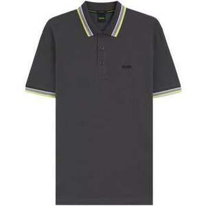 Rövid ujjú galléros pólók BOSS Paddy Piqué Polo Shirt Dark Grey/Yellow kép