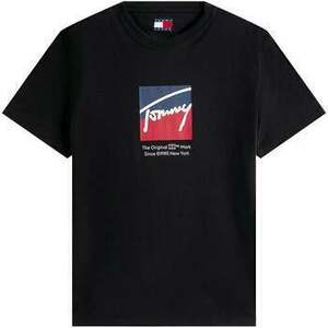 Rövid ujjú pólók Tommy Jeans Graphic Print Signature Logo T-Shirt Black kép