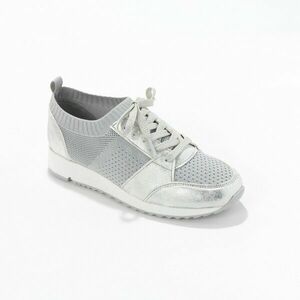 Fűzős tornacipő fényes kötött anyagból kép