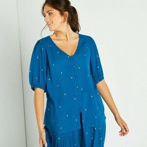 Gombos blúz aranyszínű mintával kép