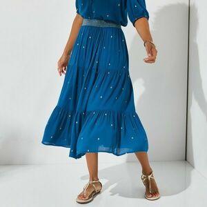 Midi fodros szoknya aranyszínű mintával kép