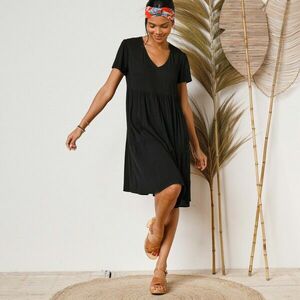 Crepon rövid monokróm V-nyakú ruha kép