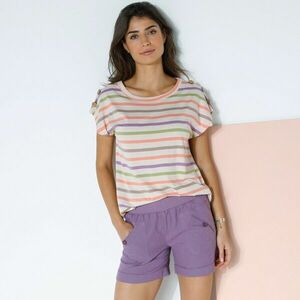 Csíkos póló kókuszgombokkal a vállán kép