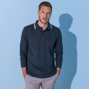 Pólóing csíkos gallérral és hosszú ujjakkal kép