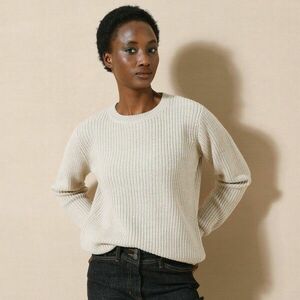 Kerek nyakú pulóver egyszínű mintával kép