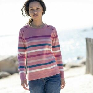 Csíkos pulóver díszes gombokkal kép