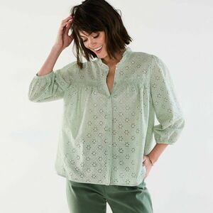 Madeira blúz fodros fodros és 3/4-es ujjakkal kép