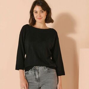 Pulóver csónak nyakkal és 7/8 ujjal kép