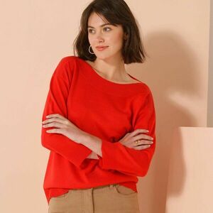 Pulóver csónak nyakkal és 7/8 ujjal kép