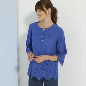 Madeira blúz kerek nyakkivágással, gombokkal és 3/4-es ujjakkal kép