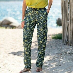 Keskeny nadrág etno mintával, pamut-vászon kép