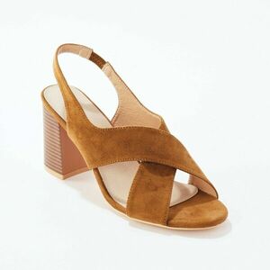 Keresztbe tett pántos szandál, sarokbetéttel kép