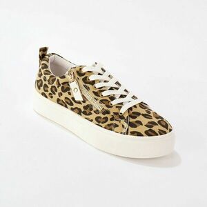 Cipzáras és fűzős, leopárd mintás vászon tornacipő kép