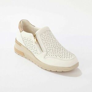 Bőr tornacipő cipzárral, ék alakú talppal kép