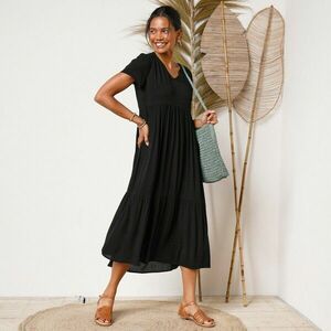 Crepon monokróm midi ruha V-nyakkal kép