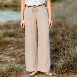 Magas derekú muszlin széles szárú nadrág kép