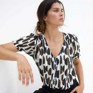 Gombos voile blúz nyomtatással kép