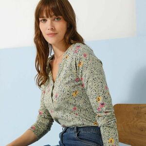 Póló tunéziai nyakkivágással, hosszú ujjakkal és nyomtatással kép